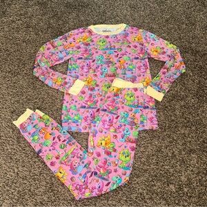 Pink and Yellow dinosaur Bamboo Pajama Set with Long Sleeves
